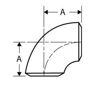 90 degree weld on short radius elbow line drawing