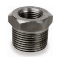 Picture of ½ x ⅛ inch NPT forged carbon steel class 3000 threaded reducing hex bushing