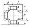 Picture of ⅜ inch NPT class 150 galvanized malleable iron cross