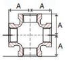 Picture of ⅛ inch NPT 304 stainless steel class 150 threaded cross