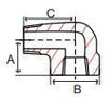 Picture of ½ inch NPT forged carbon steel class 3000 threaded 90 degree street elbow