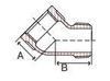 45 degree street elbow galvanized line drawing