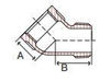 Picture of ⅛ inch NPT malleable iron class 150 threaded 45 degree street elbow