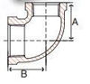 Picture of 3/4 X 3/8 inch NPT 90 degree class 150 malleable iron reducing elbow