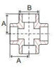 Picture of 1 ½ inch forged carbon steel socket weld cross