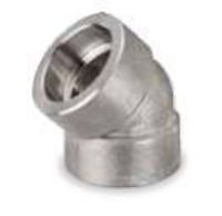 Picture of ¾ inch 45 degree forged 304 stainless steel socket weld elbow