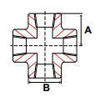 Picture of ½ inch forged 304 steel socket weld cross