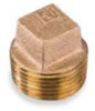 Picture of ⅜ inch NPT threaded bronze square head solid plug