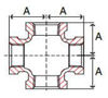 line drawing of NPT threaded lead free bronze cross