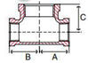 Picture of ¾ x 1-1/4 inch malleable iron class 150 bull head tee