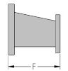 line drawing of flanged eccentric reducers in cast iron