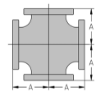 flanged iron cross line drawing