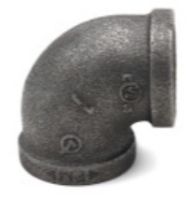 Picture of 1 inch NPT class 300 threaded 90 deg malleable iron elbow